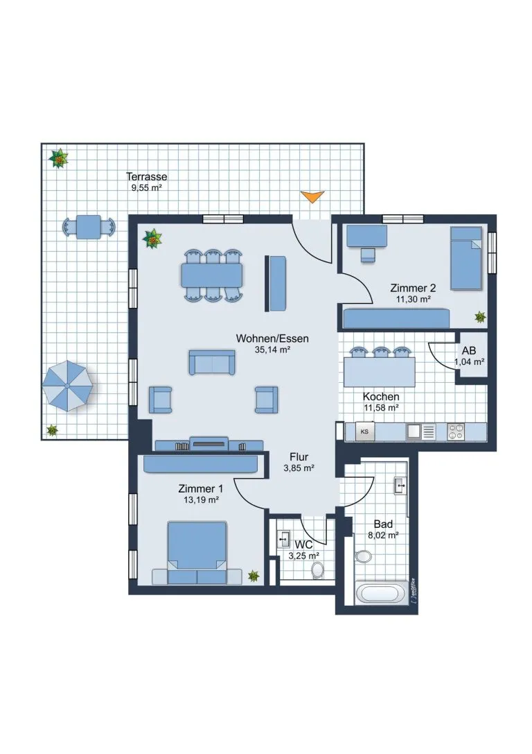 Immobilienangebot - Limburg a. d. Lahn - Alle - Hochwertige und stillvolle 3 Zimmer Terrassenwohnung im Kloster Marienborn - Eigener Eingangsbereich
